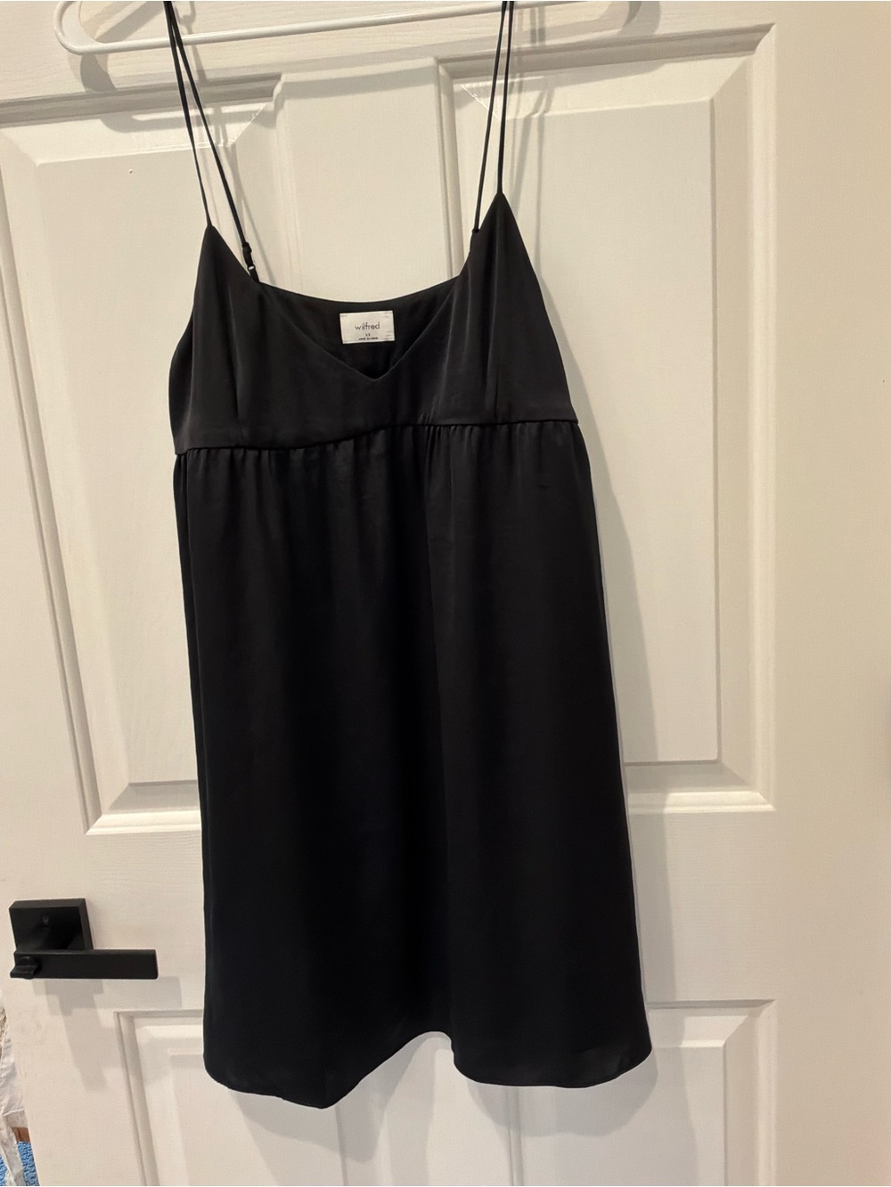 Wilfred Black Satin Mini Slip Dress